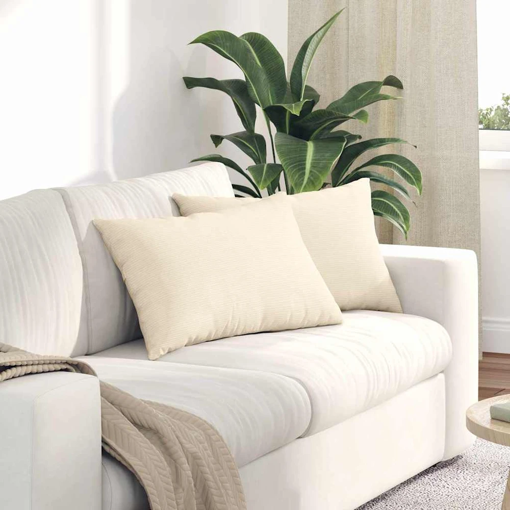 Sofa Pagalvės 2 pcs Kreminė 60 x 40 cm Kordūrinis audinys