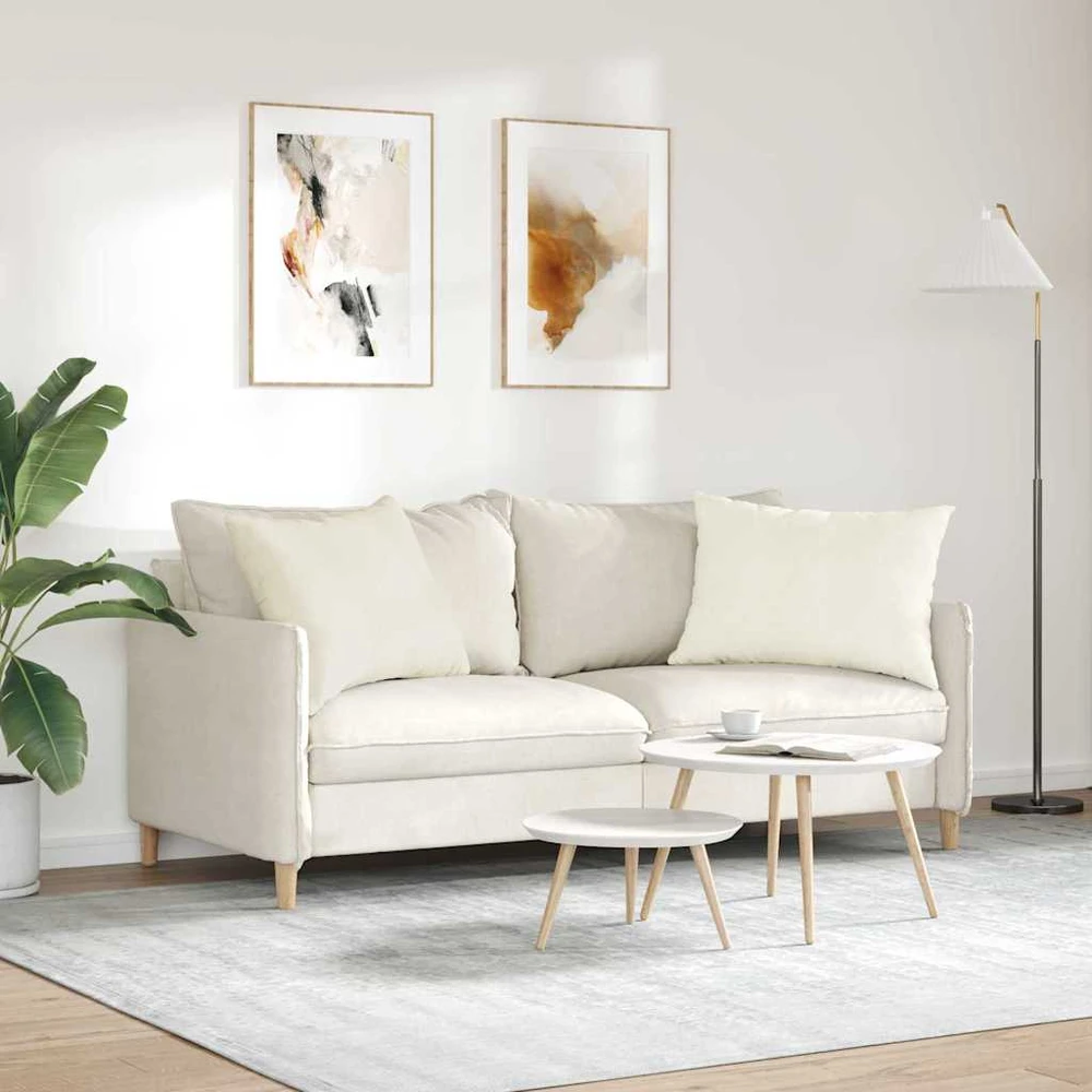 Sofa Pagalvės 2 pcs Kreminė 70 x 50 cm Kordūrinis audinys