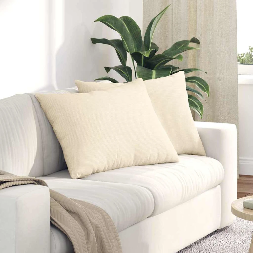 Sofa Pagalvės 2 pcs Kreminė 70 x 50 cm Kordūrinis audinys