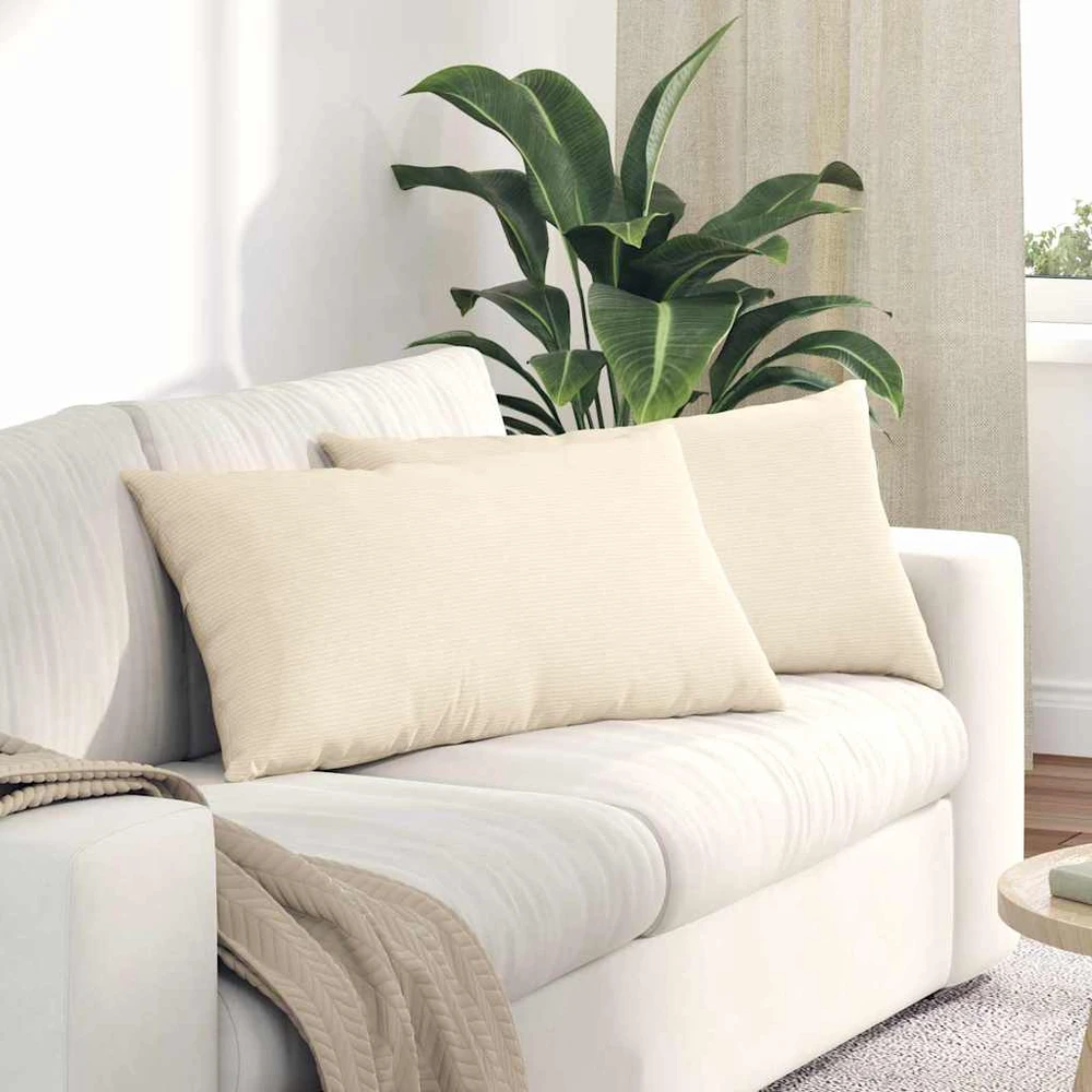 Sofa Pagalvės 2 pcs Kreminė 80 x 40 cm Kordūrinis audinys