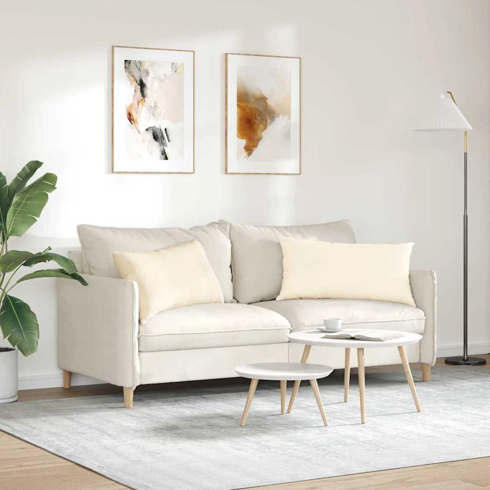 Sofa Pagalvės 2 pcs Kreminė 80 x 40 cm Kordūrinis audinys