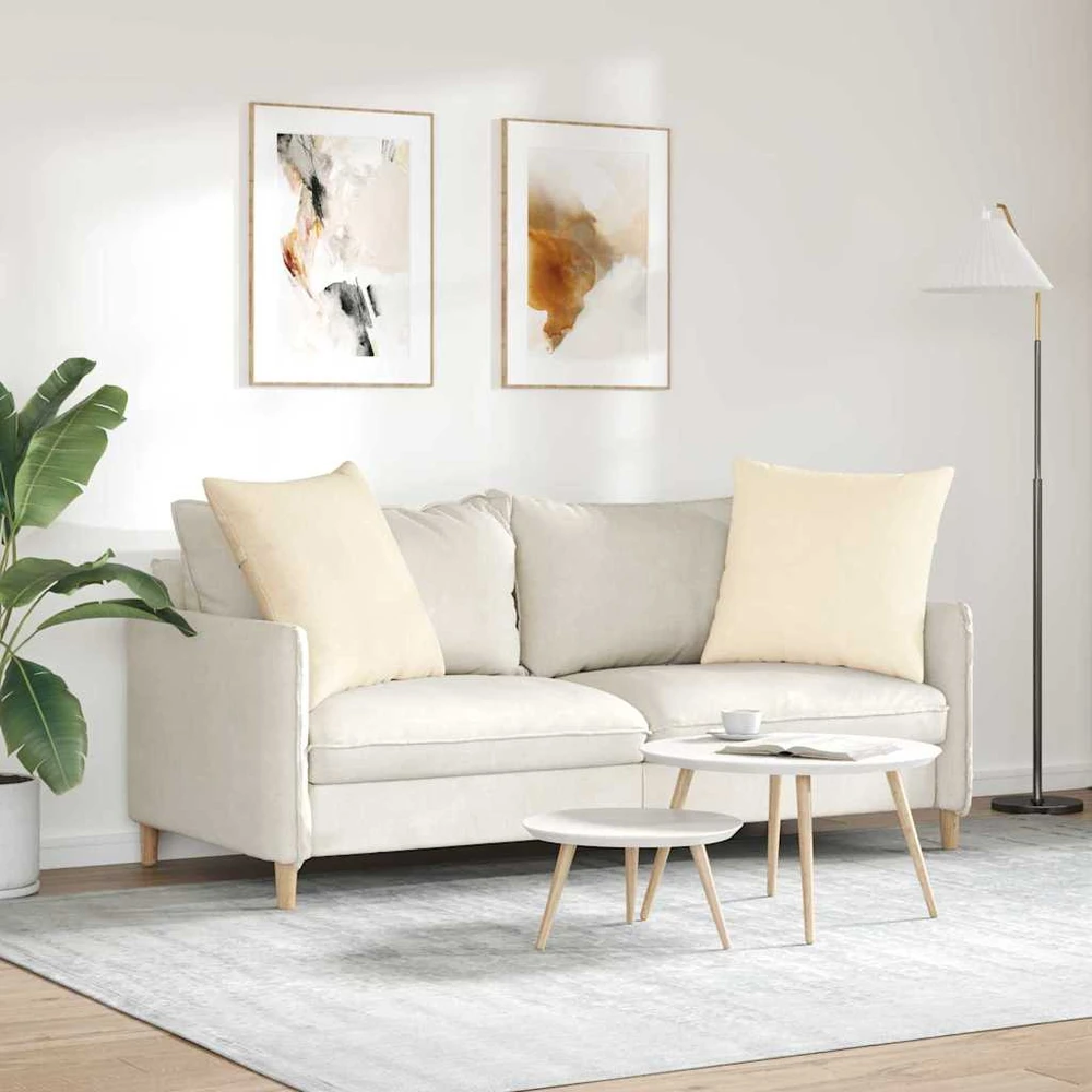 Sofa Pagalvės 2 pcs Kreminė 80 x 80 cm Kordūrinis audinys