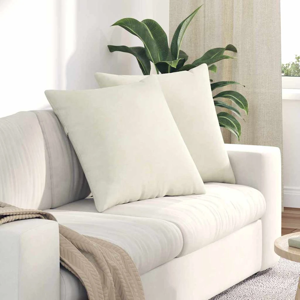 Sofa Pagalvės 2 pcs Kreminė 80 x 80 cm Kordūrinis audinys