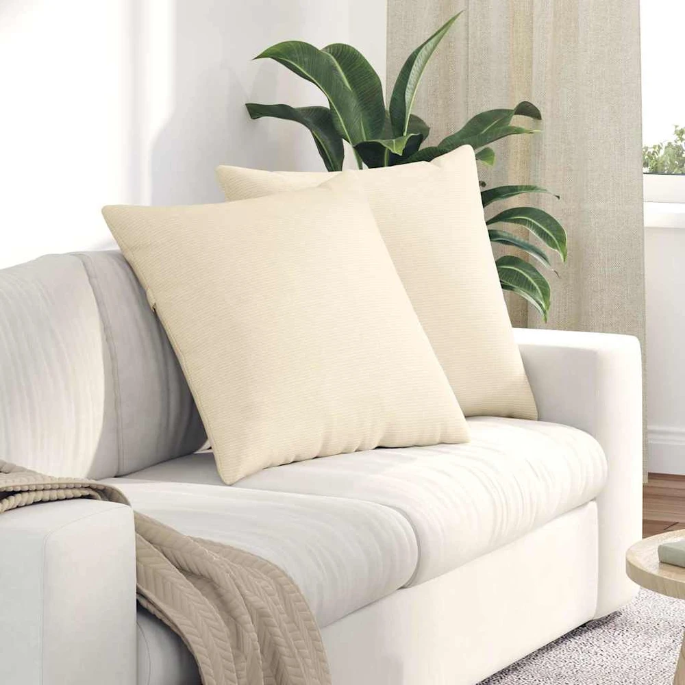 Sofa Pagalvės 2 pcs Kreminė 80 x 80 cm Kordūrinis audinys