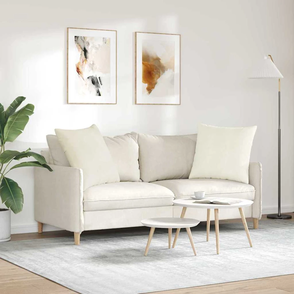 Sofa Pagalvės 2 pcs Kreminė 80 x 80 cm Kordūrinis audinys