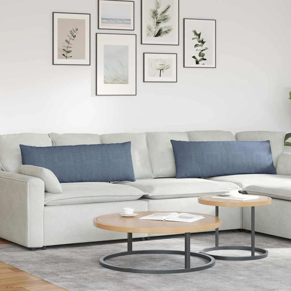 Sofa Pagalvės 2 pcs Mėlyna 120 x 40 cm Kordūrinis audinys