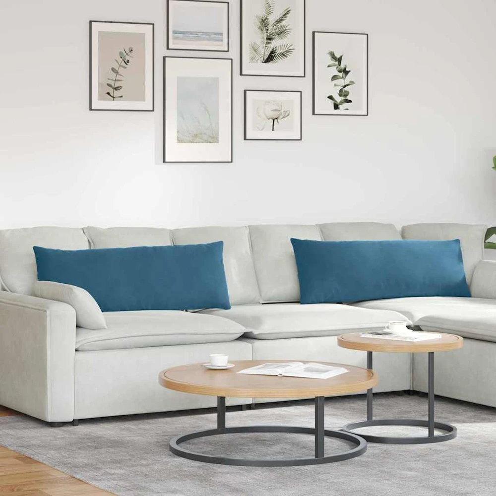 Sofa Pagalvės 2 pcs Mėlyna 120 x 40 cm Kordūrinis audinys