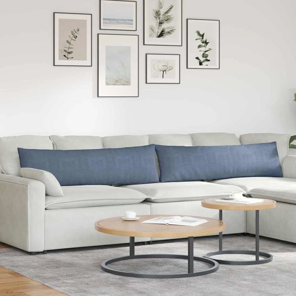 Sofa Pagalvės 2 pcs Mėlyna 145 x 40 cm Kordūrinis audinys