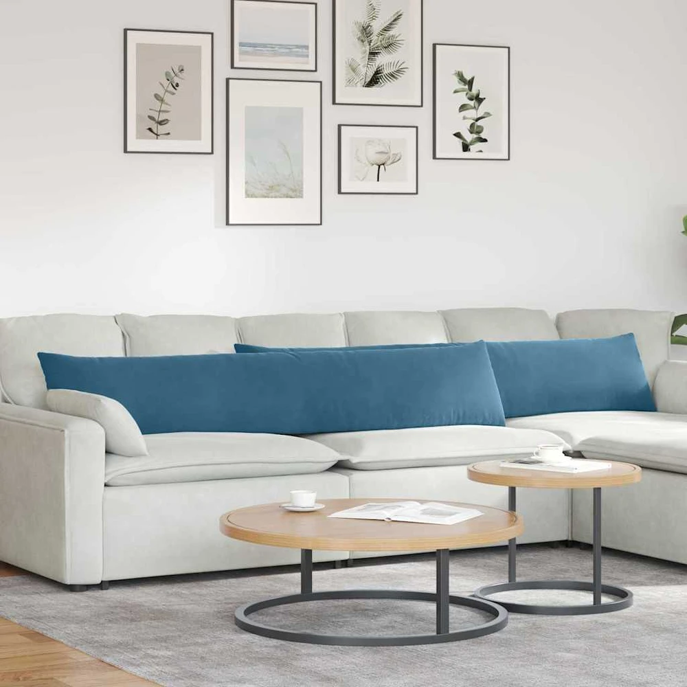 Sofa Pagalvės 2 pcs Mėlyna 200 x 40 cm Kordūrinis audinys