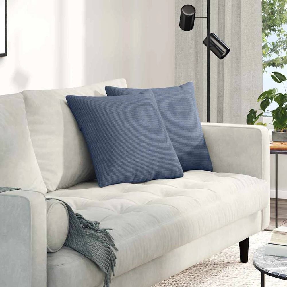 Sofa Pagalvės 2 pcs Mėlyna 45 x 45 cm Kordūrinis audinys