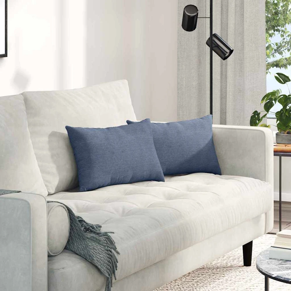 Sofa Pagalvės 2 pcs Mėlyna 50 x 30 cm Kordūrinis audinys