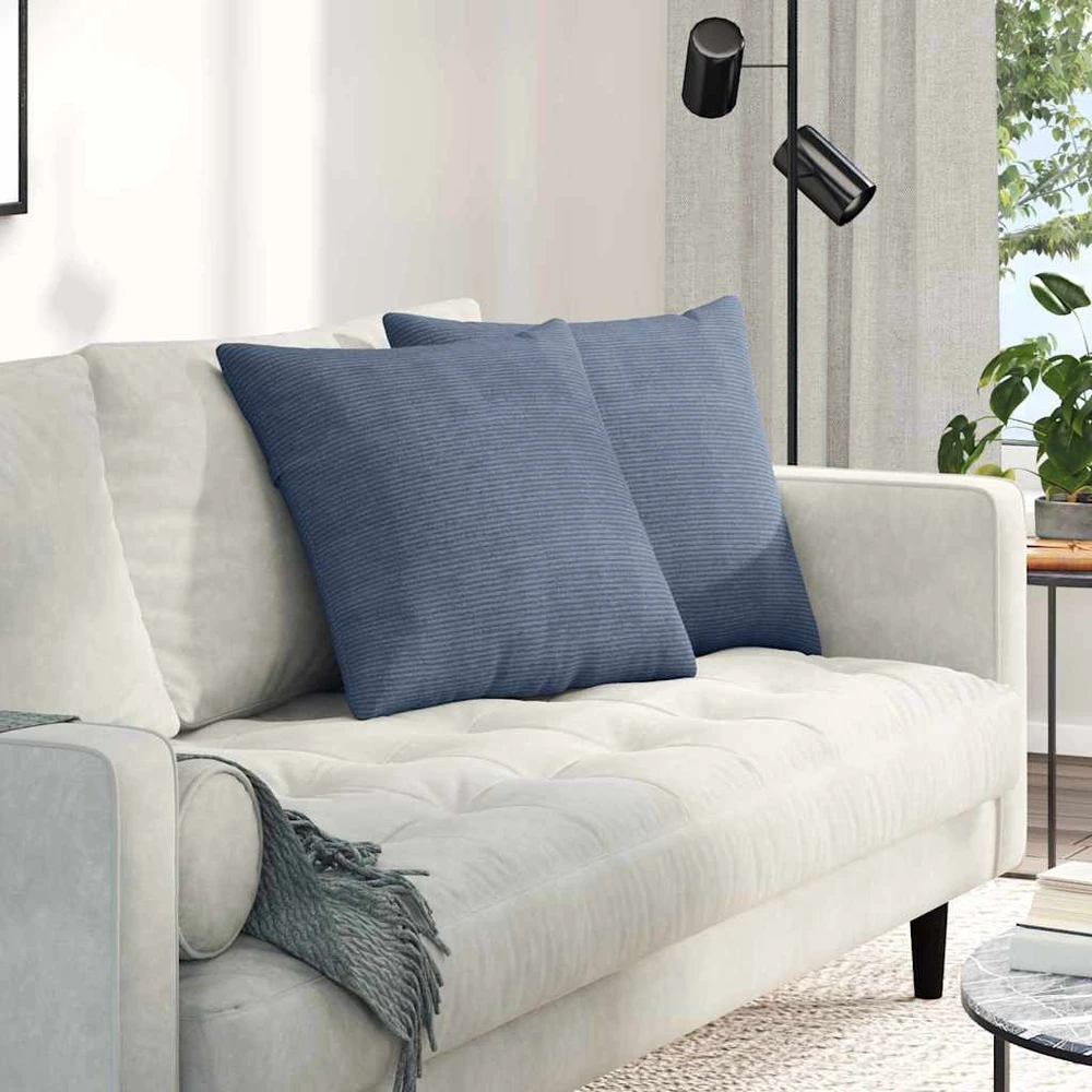 Sofa Pagalvės 2 pcs Mėlyna 50 x 50 cm Kordūrinis audinys