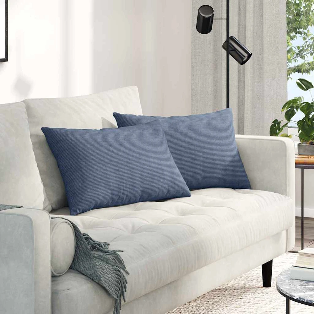 Sofa Pagalvės 2 pcs Mėlyna 60 x 40 cm Kordūrinis audinys