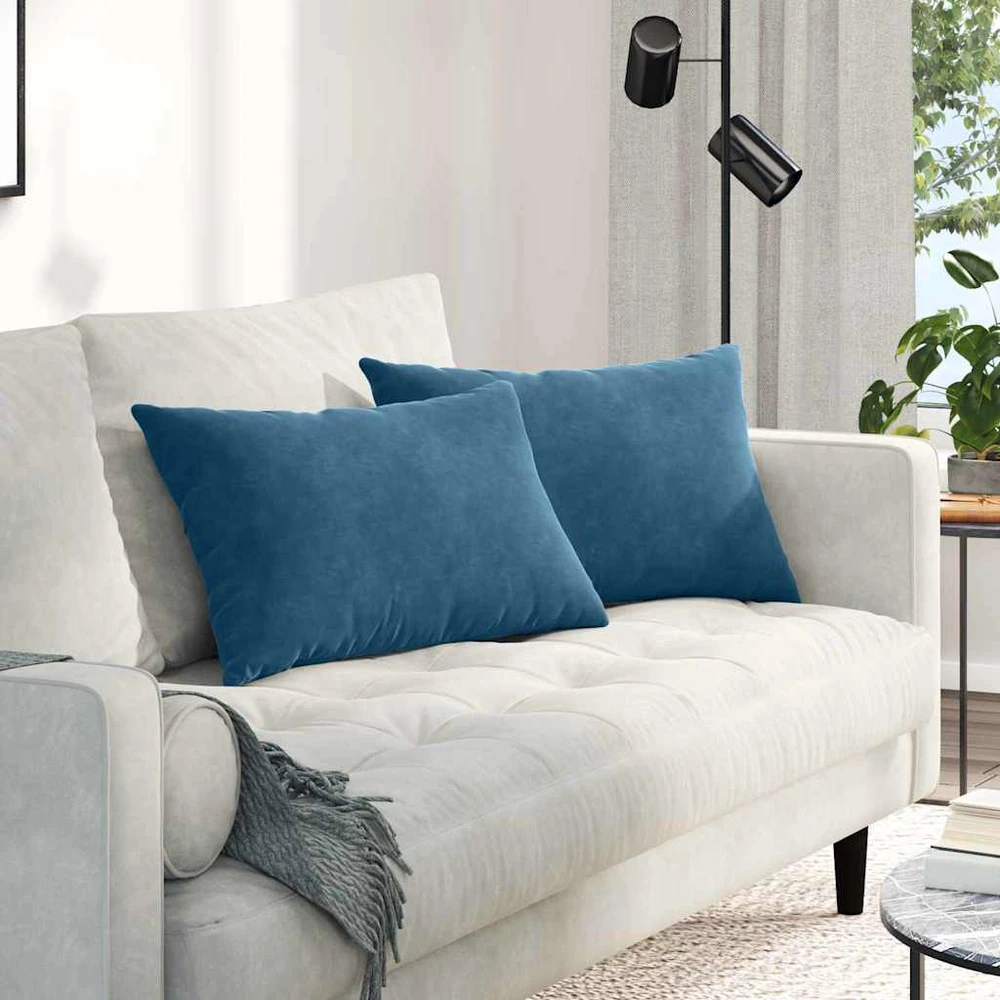 Sofa Pagalvės 2 pcs Mėlyna 60 x 40 cm Kordūrinis audinys