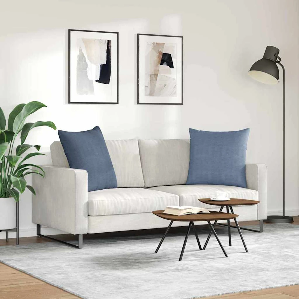 Sofa Pagalvės 2 pcs Mėlyna 60 x 60 cm Kordūrinis audinys