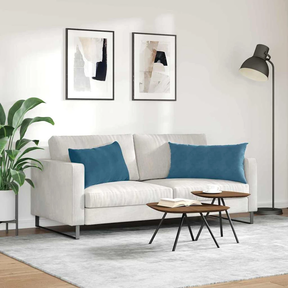 Sofa Pagalvės 2 pcs Mėlyna 80 x 40 cm Kordūrinis audinys