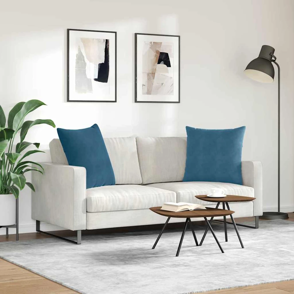Sofa Pagalvės 2 pcs Mėlyna 80 x 80 cm Kordūrinis audinys