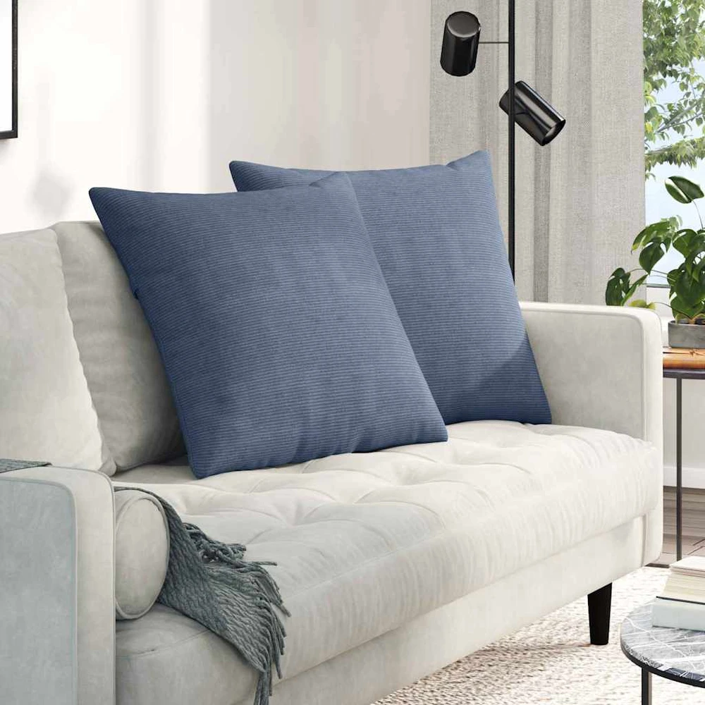 Sofa Pagalvės 2 pcs Mėlyna 80 x 80 cm Kordūrinis audinys