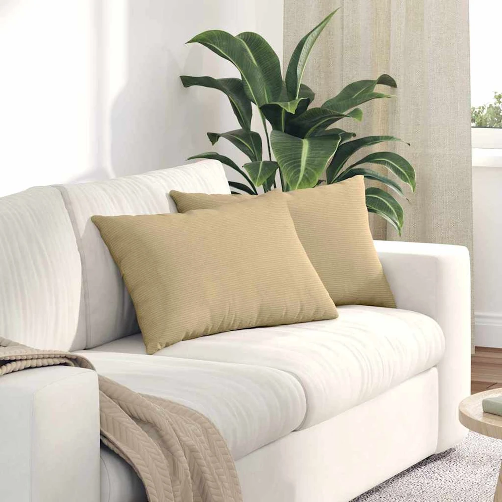 Sofa Pagalvės 2 pcs Pilkai žalia 60 x 40 cm Kordūrinis audinys