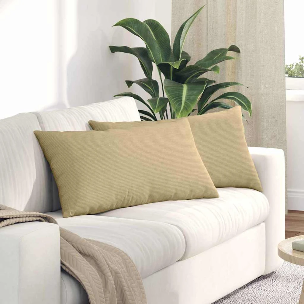 Sofa Pagalvės 2 pcs Pilkai žalia 80 x 40 cm Kordūrinis audinys