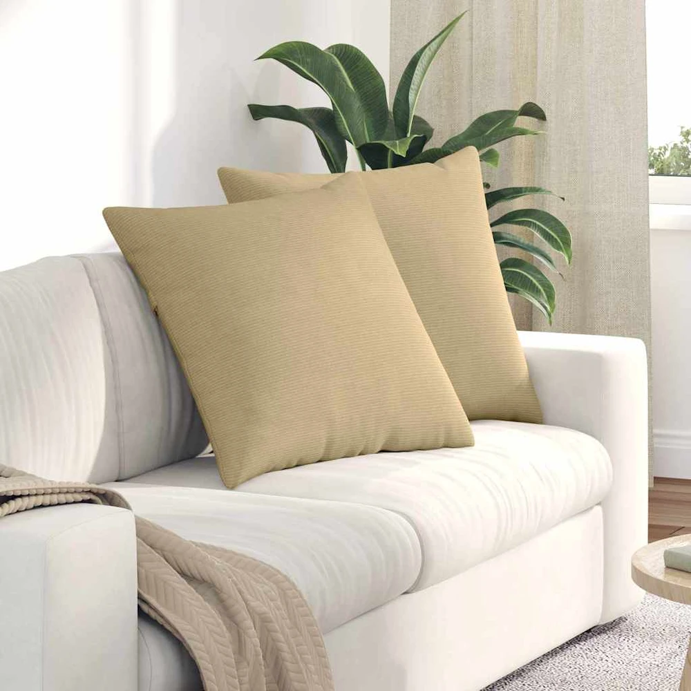 Sofa Pagalvės 2 pcs Pilkai žalia 80 x 80 cm Kordūrinis audinys