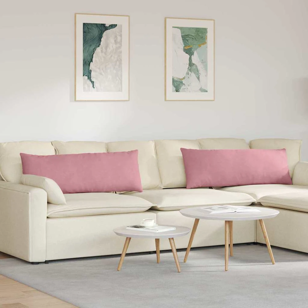 Sofa Pagalvės 2 pcs Rožinė 120 x 40 cm Kordūrinis audinys