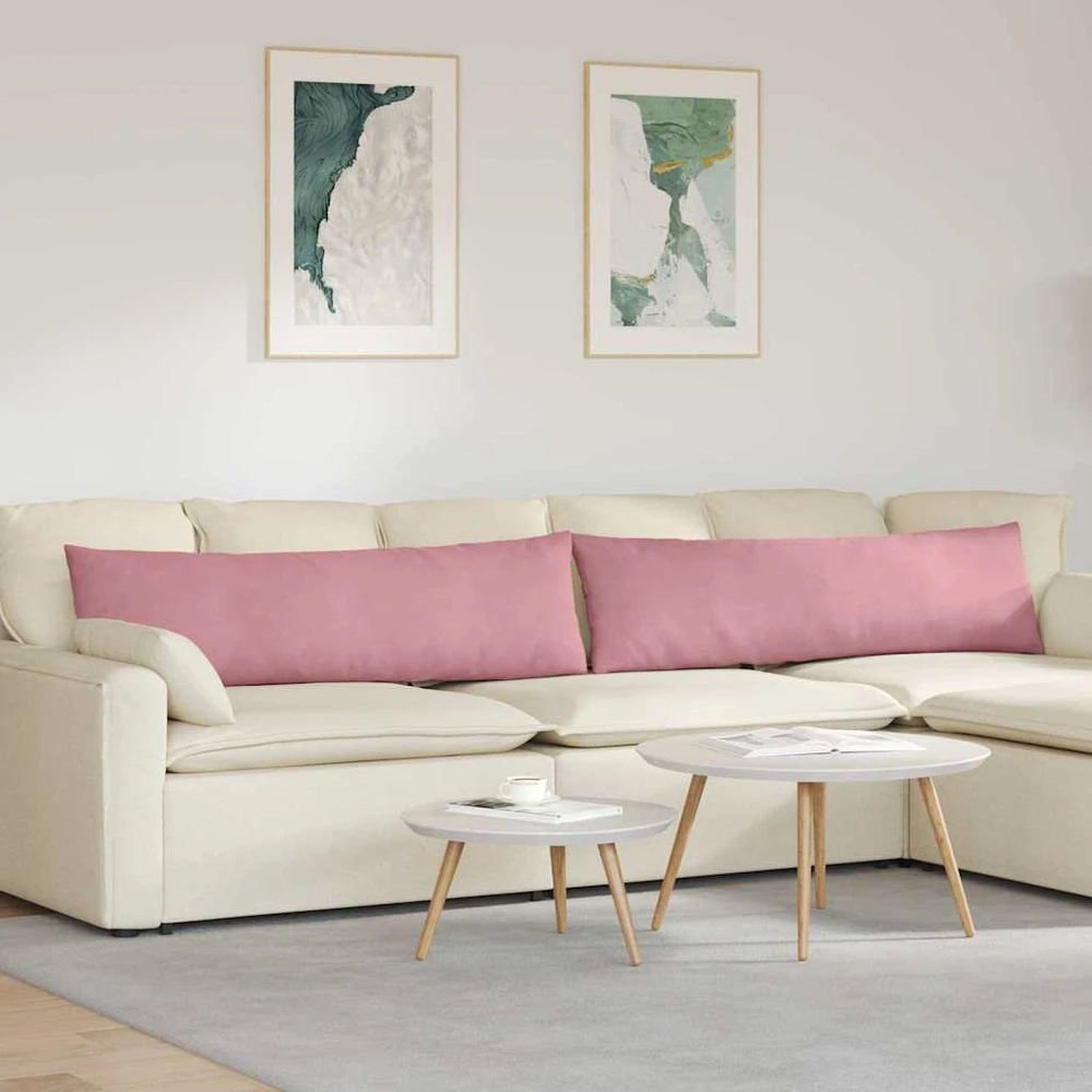 Sofa Pagalvės 2 pcs Rožinė 145 x 40 cm Kordūrinis audinys