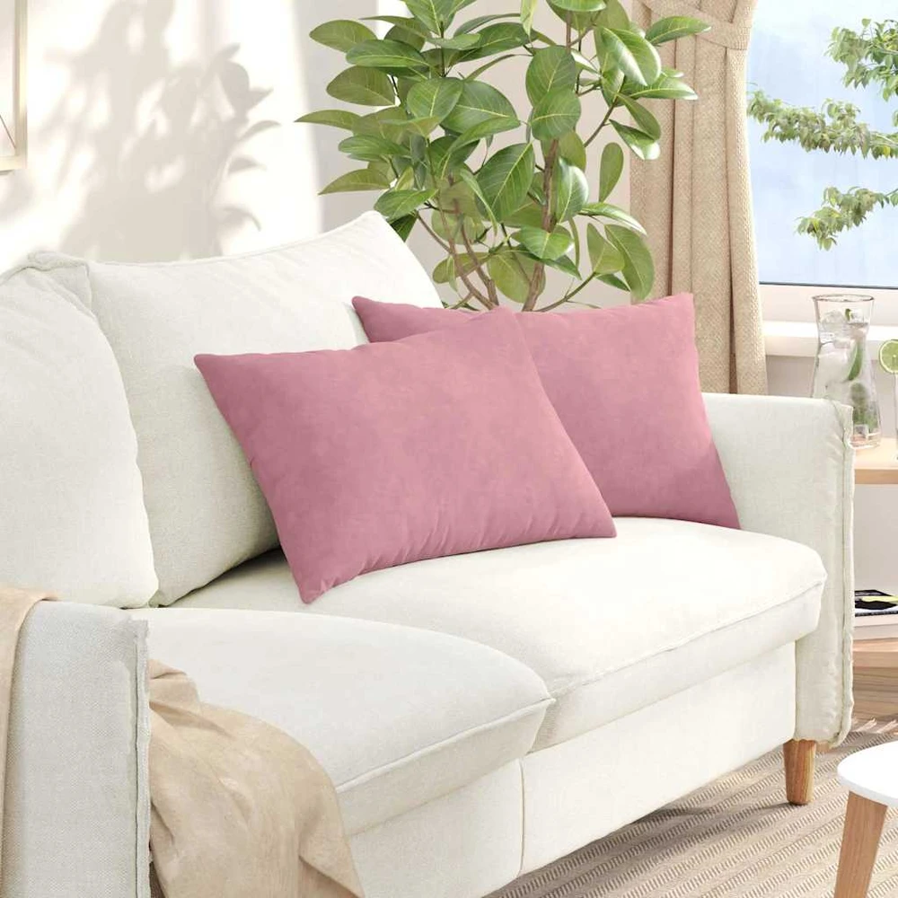 Sofa Pagalvės 2 pcs Rožinė 60 x 40 cm Kordūrinis audinys