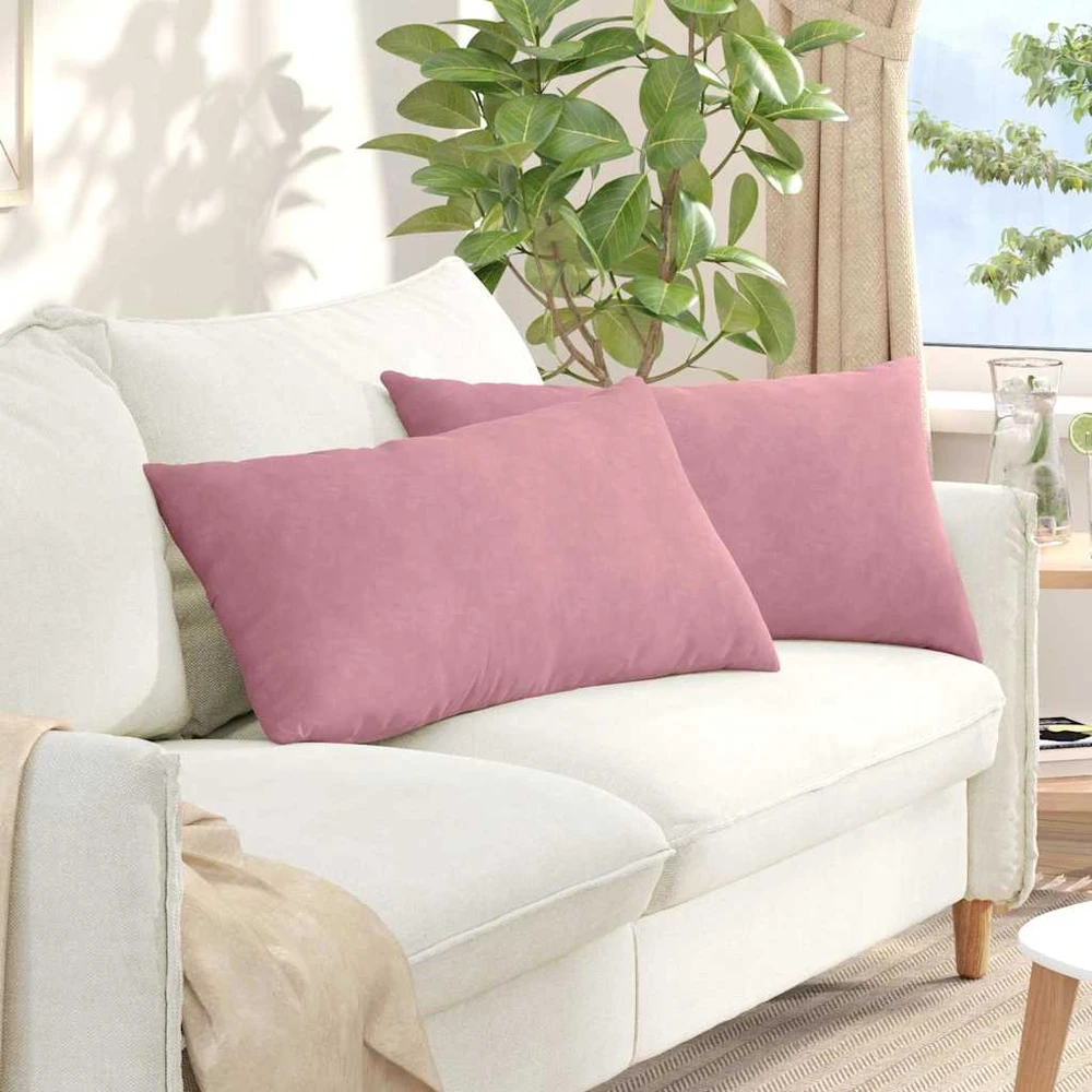 Sofa Pagalvės 2 pcs Rožinė 80 x 40 cm Kordūrinis audinys