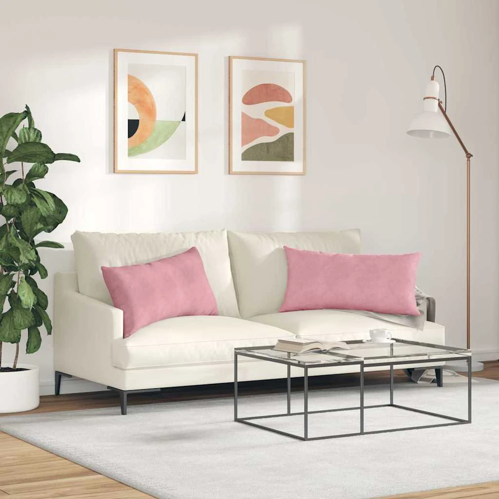Sofa Pagalvės 2 pcs Rožinė 80 x 40 cm Kordūrinis audinys