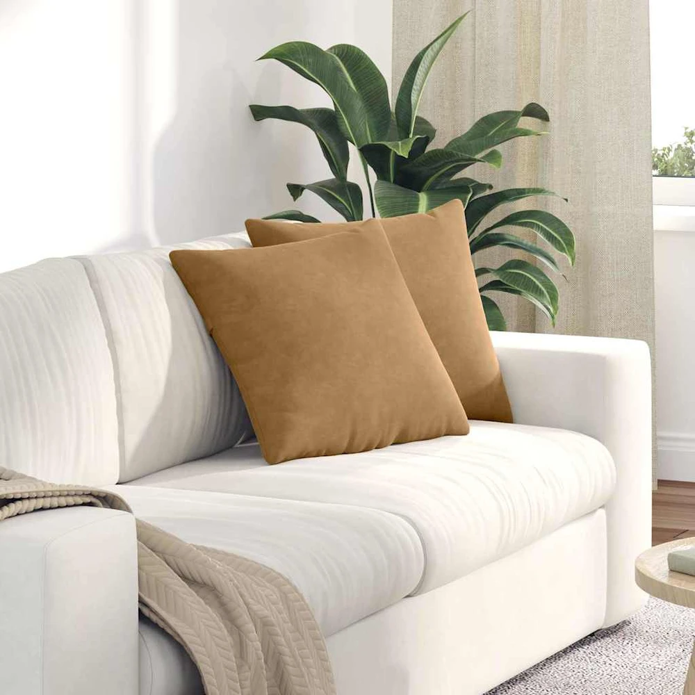 Sofa Pagalvės 2 pcs Ruda 45 x 45 cm Kordūrinis audinys