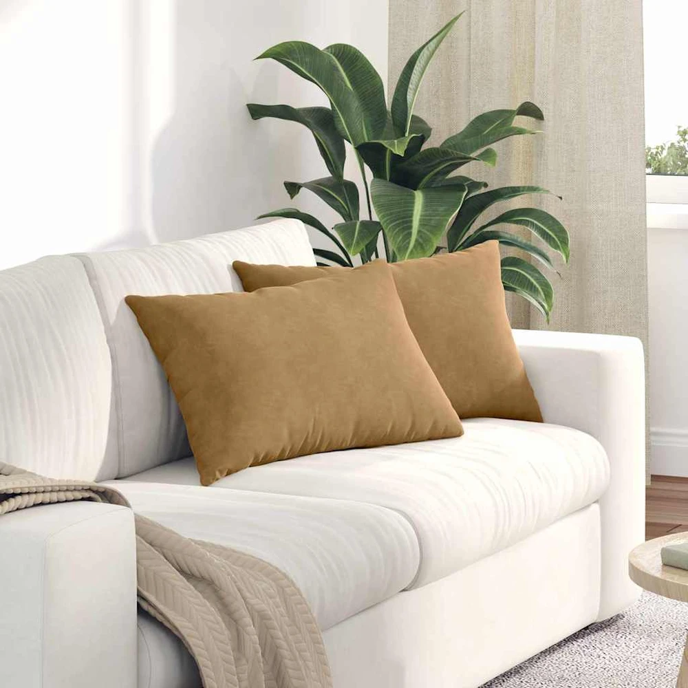 Sofa Pagalvės 2 pcs Ruda 60 x 40 cm Kordūrinis audinys