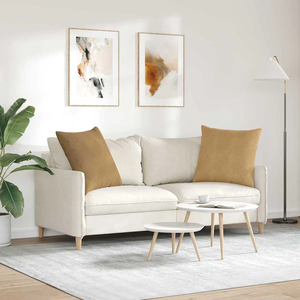 Sofa Pagalvės 2 pcs Ruda 60 x 60 cm Kordūrinis audinys