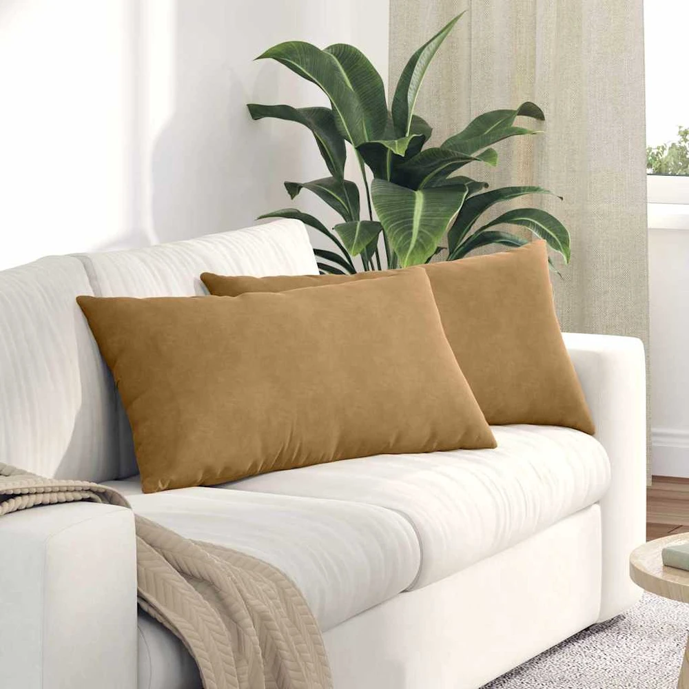 Sofa Pagalvės 2 pcs Ruda 80 x 40 cm Kordūrinis audinys