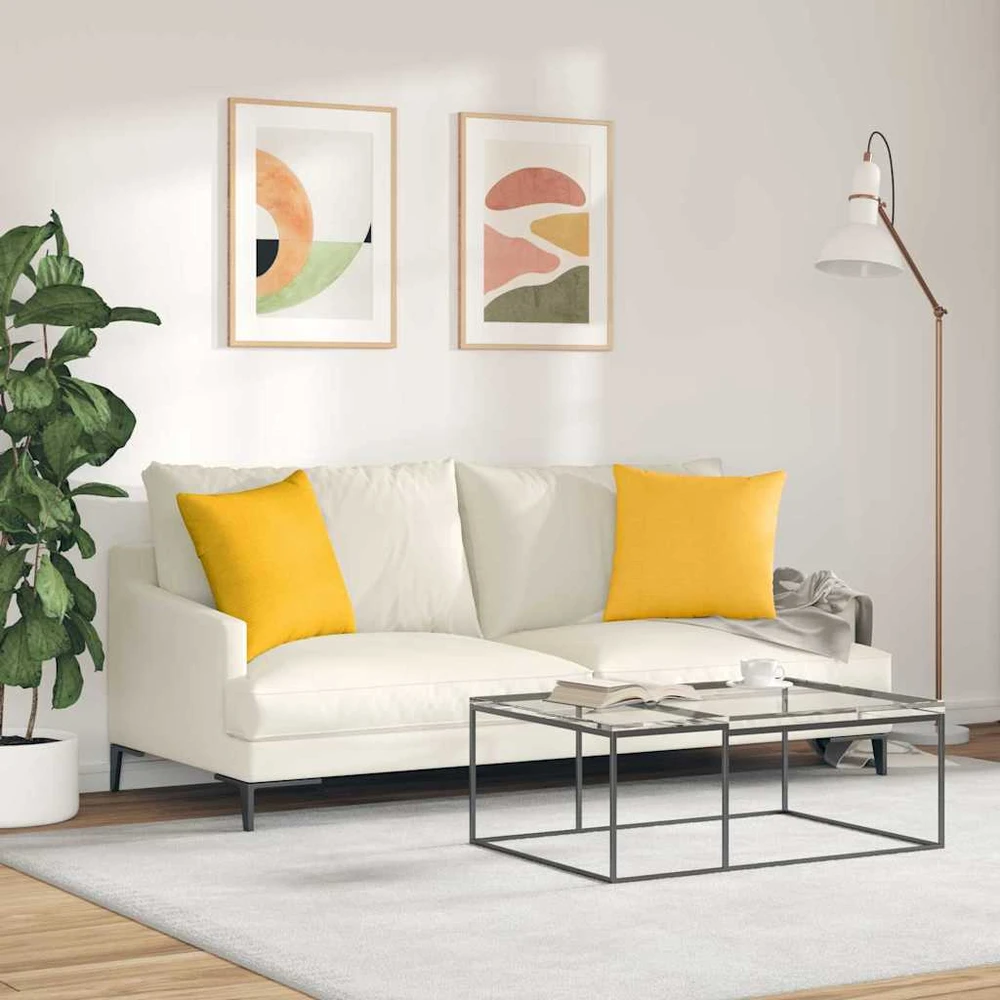 Sofa Pagalvės 2 pcs Šviesi geltona 45 x 45 cm