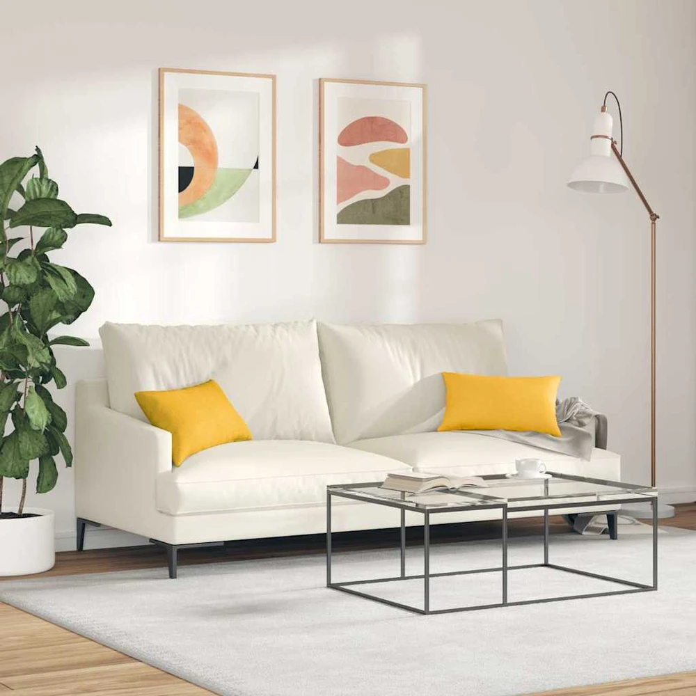 Sofa Pagalvės 2 pcs Šviesi geltona 50 x 30 cm