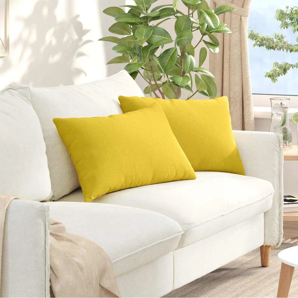 Sofa Pagalvės 2 vnt. audinys Šviesi geltona 60 x 40 cm
