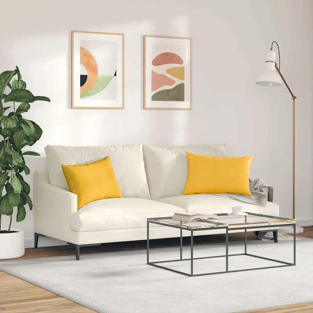 Sofa Pagalvės 2 pcs Šviesi geltona 60 x 40 cm