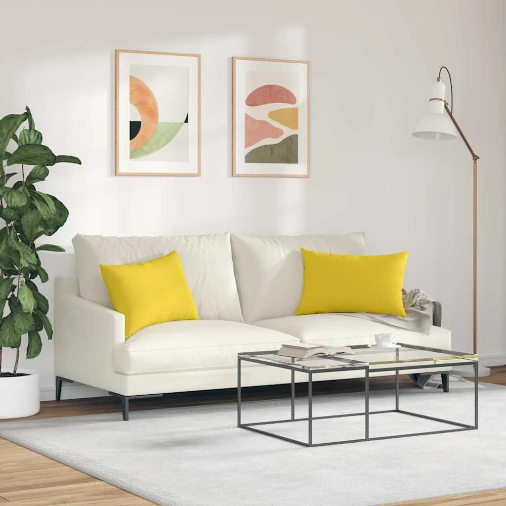 Sofa Pagalvės 2 vnt. audinys Šviesi geltona 60 x 40 cm