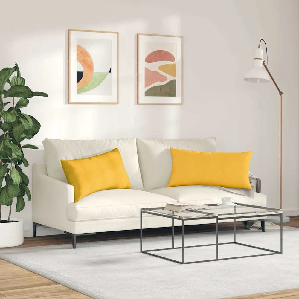 Sofa Pagalvės 2 pcs Šviesi geltona 80 x 40 cm