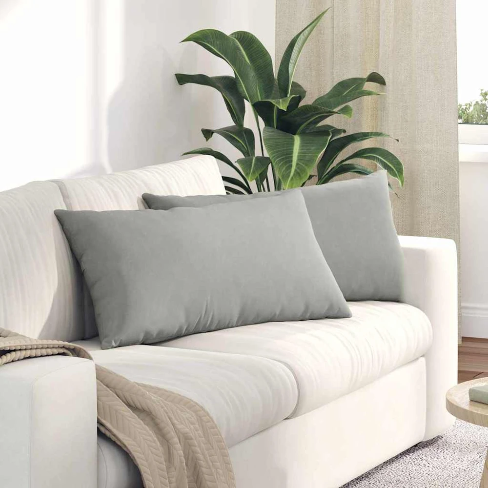 Sofa Pagalvės 2 vnt. audinys Šviesiai pilka 80 x 40 cm