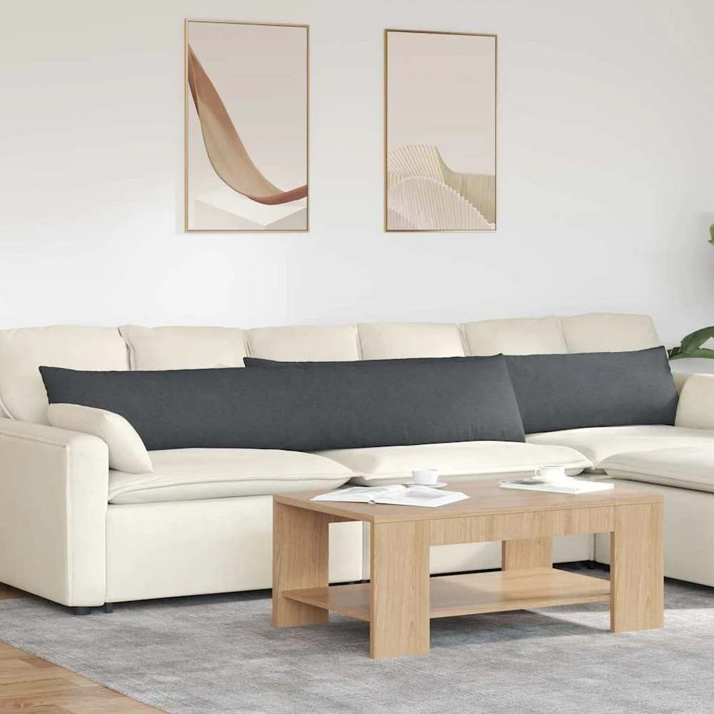 Sofa Pagalvės 2 pcs Tamsiai pilka 200 x 40 cm