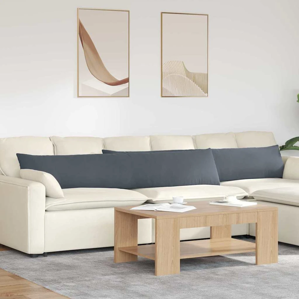 Sofa Pagalvės 2 pcs Tamsiai pilka 200 x 40 cm