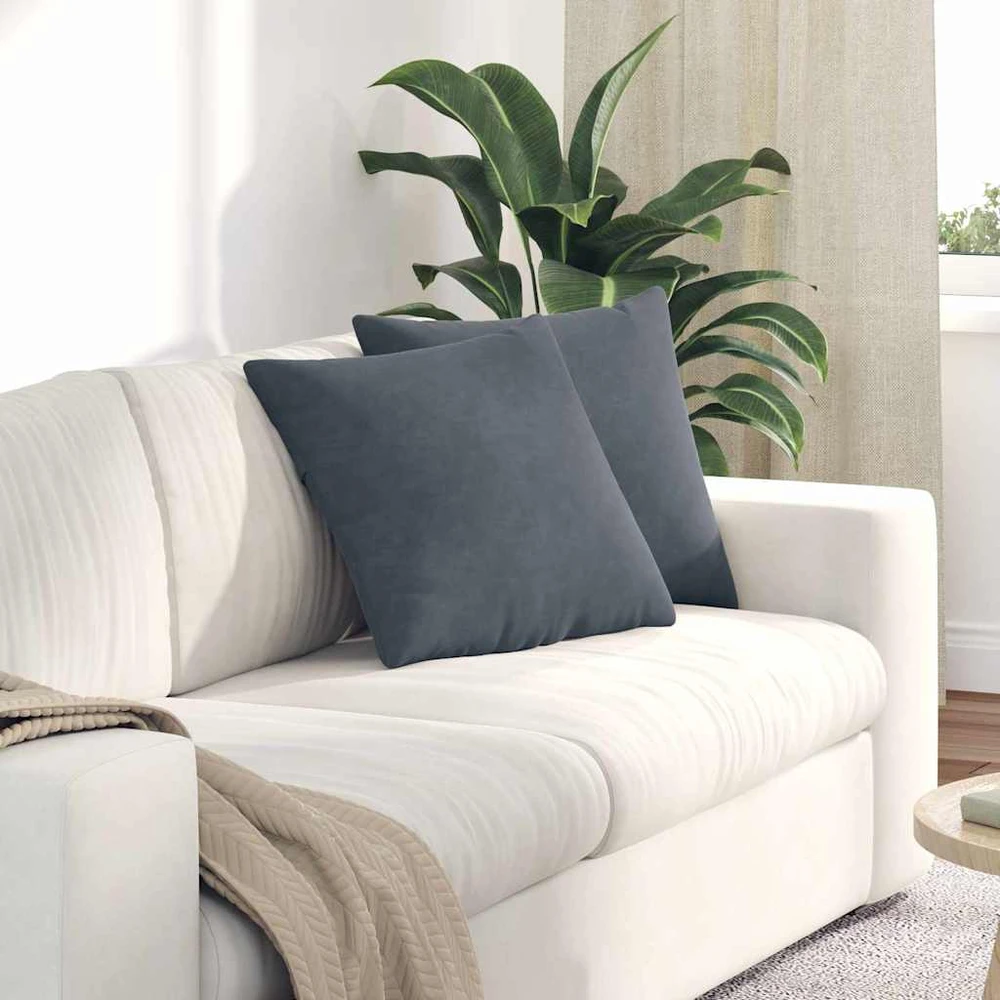 Sofa Pagalvės 2 pcs Tamsiai pilka 45 x 45 cm Kordūrinis audinys