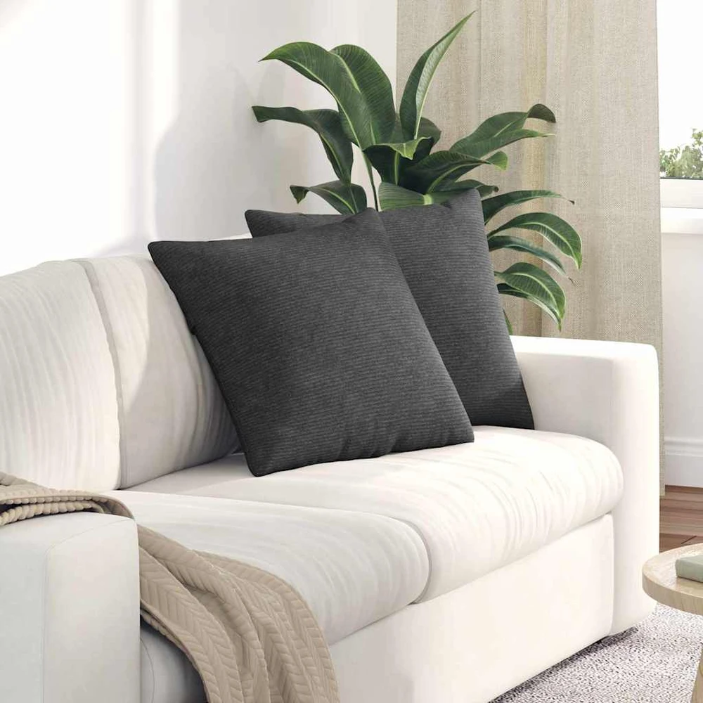 Sofa Pagalvės 2 pcs Tamsiai pilka 50 x 50 cm Kordūrinis audinys