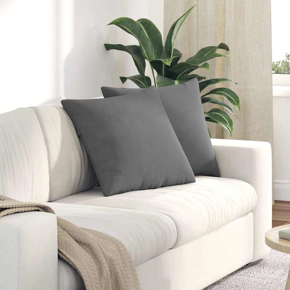 Sofa Pagalvės 2 vnt. audinys Tamsiai pilka 50 x 50 cm
