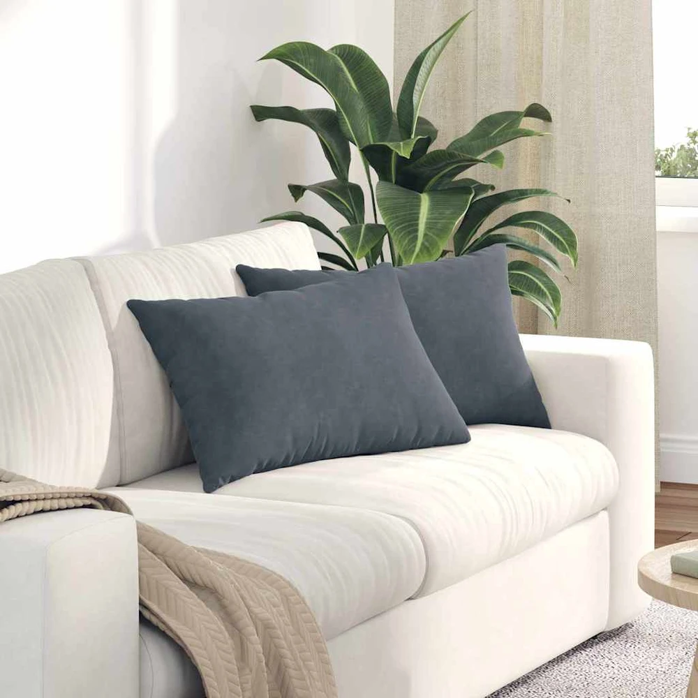 Sofa Pagalvės 2 pcs Tamsiai pilka 60 x 40 cm Kordūrinis audinys