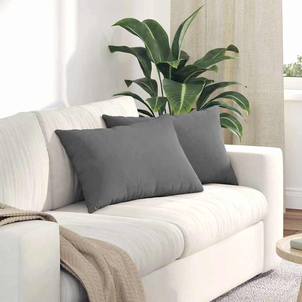 Sofa Pagalvės 2 vnt. audinys Tamsiai pilka 60 x 40 cm