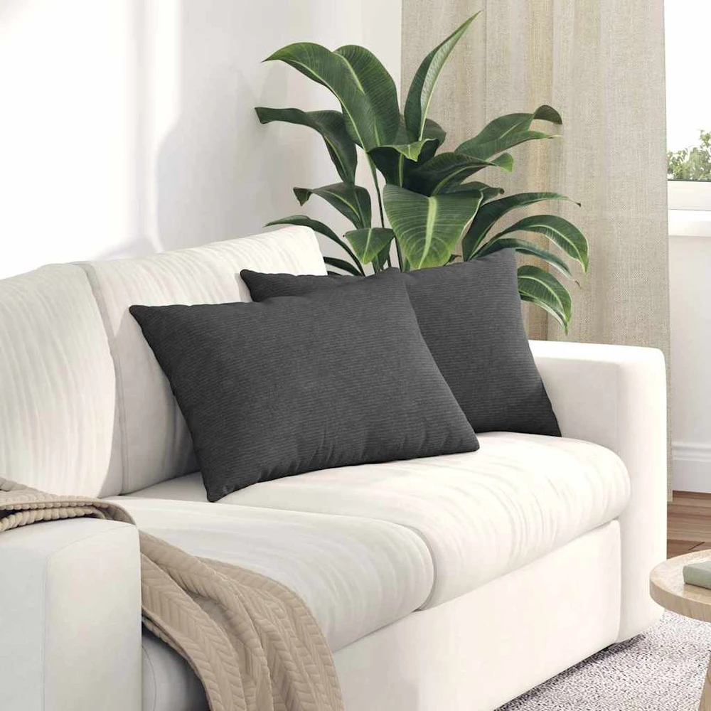 Sofa Pagalvės 2 pcs Tamsiai pilka 60 x 40 cm Kordūrinis audinys