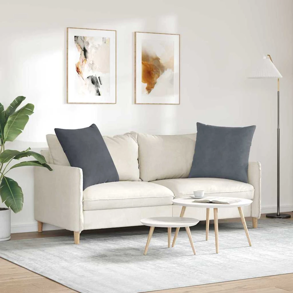 Sofa Pagalvės 2 pcs Tamsiai pilka 60 x 60 cm Kordūrinis audinys